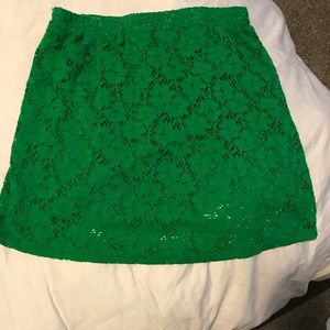 Crochet green flower mesh skirt